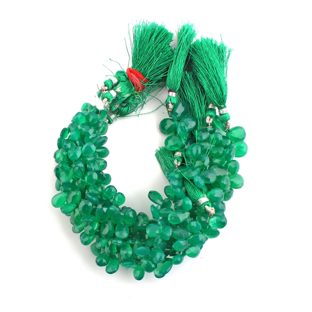 Wholesale Faceted Green Onyx Handmade 6 Strands Beads 8 Inch