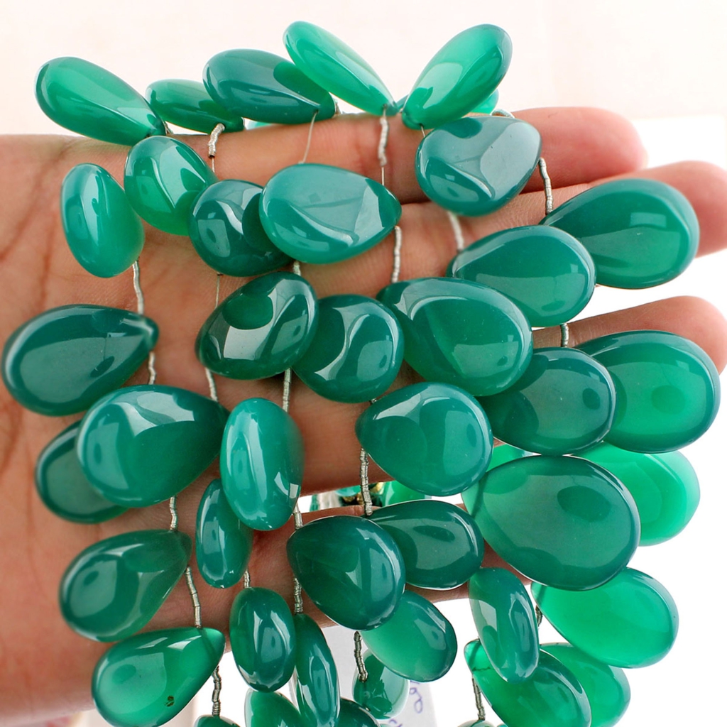 Natural Green Onyx Gemstone Handmade Strands Beads For Jewelry