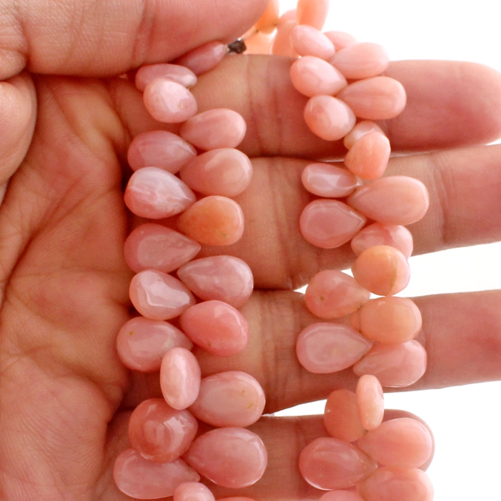 Pink Opal Mix Size Pear Shape Gemstone Beads 2 Strands