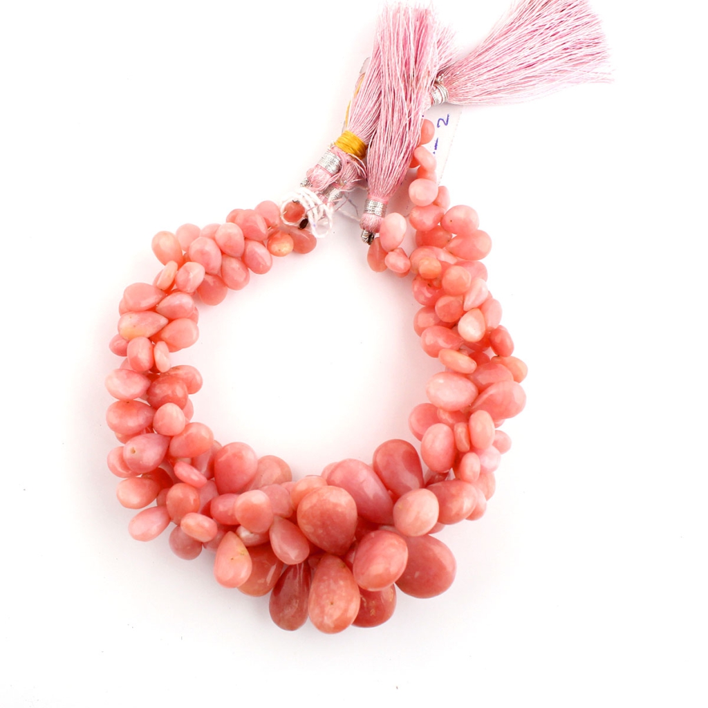 Pink Opal Mix Size Pear Shape Gemstone Beads 2 Strands