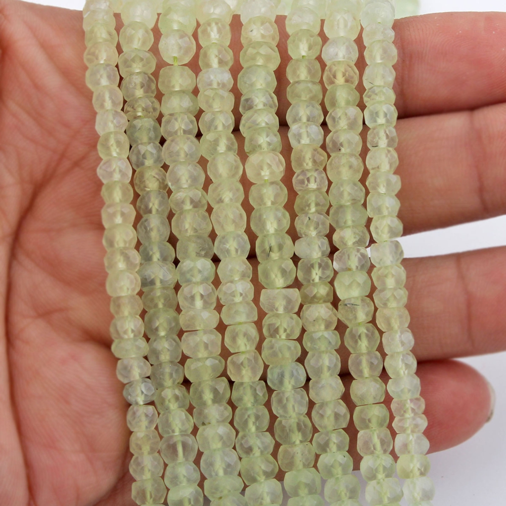 Natural Prehnite Round Faceted Gemstone Beads 20 Strands
