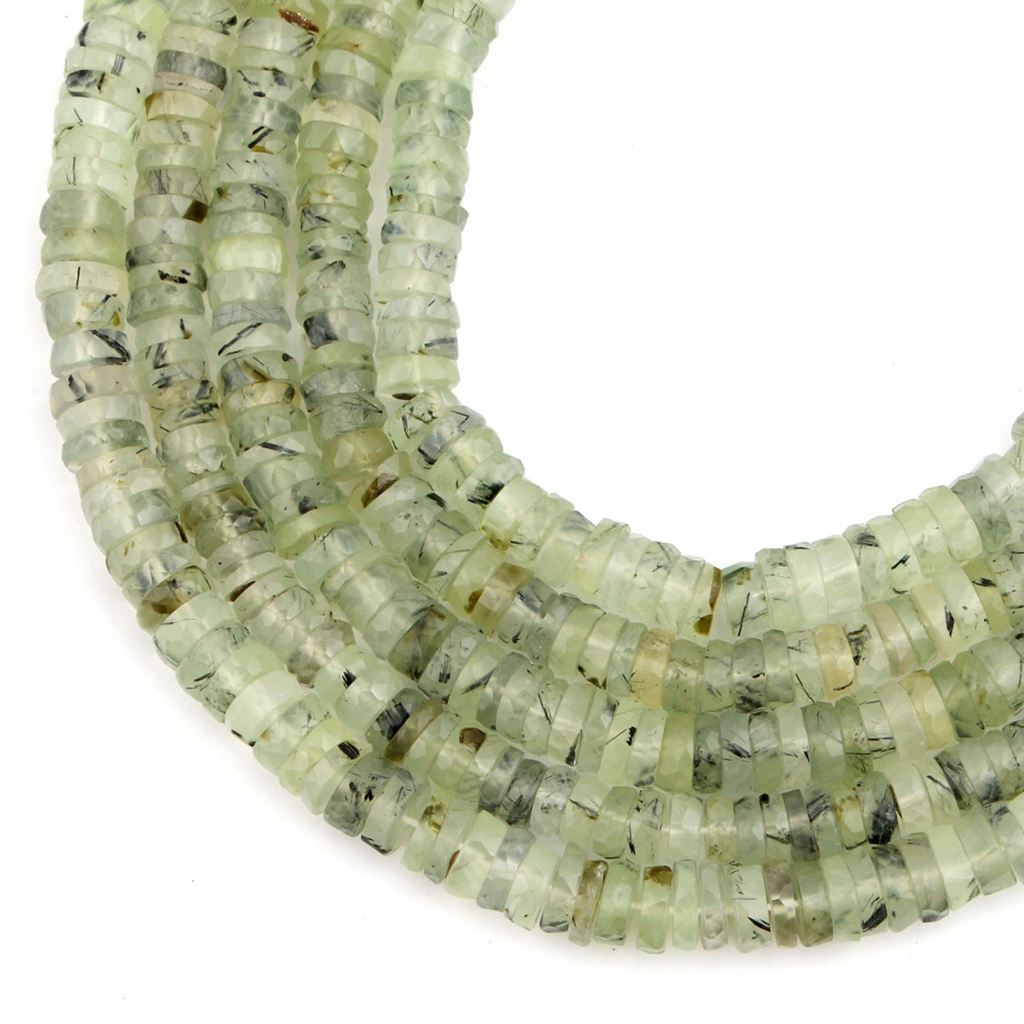 Faceted Prehnite 6-7mm Tyre Shape 11 Strands Beads For Jewelry