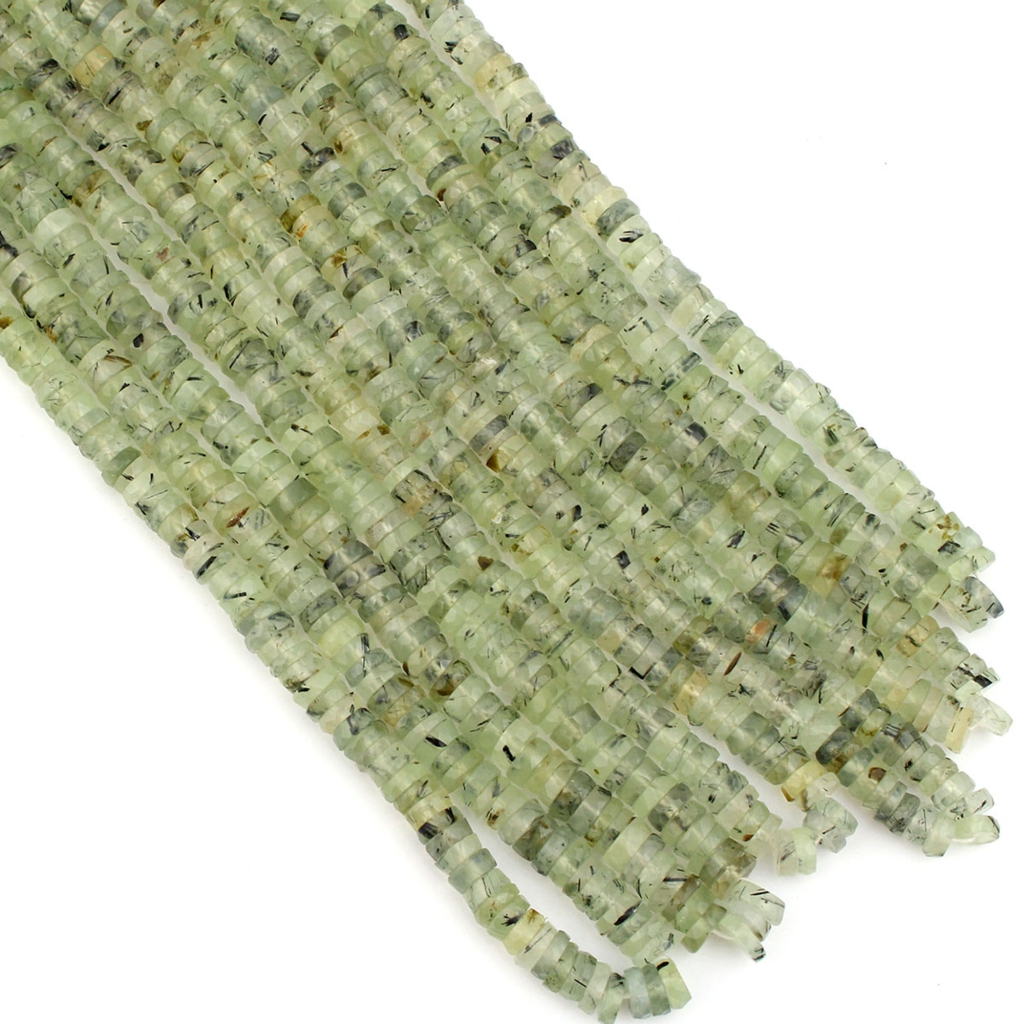 Faceted Prehnite 6-7mm Tyre Shape 11 Strands Beads For Jewelry