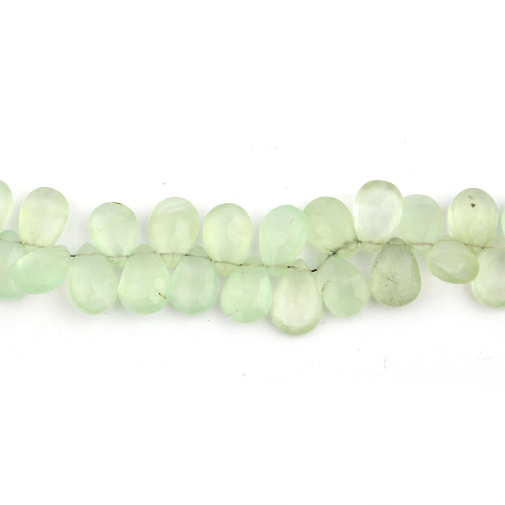 Pear Shape Prehnite Handmade Faceted Gemstone Beads