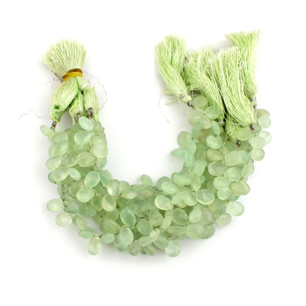 Pear Shape Prehnite Handmade Faceted Gemstone Beads