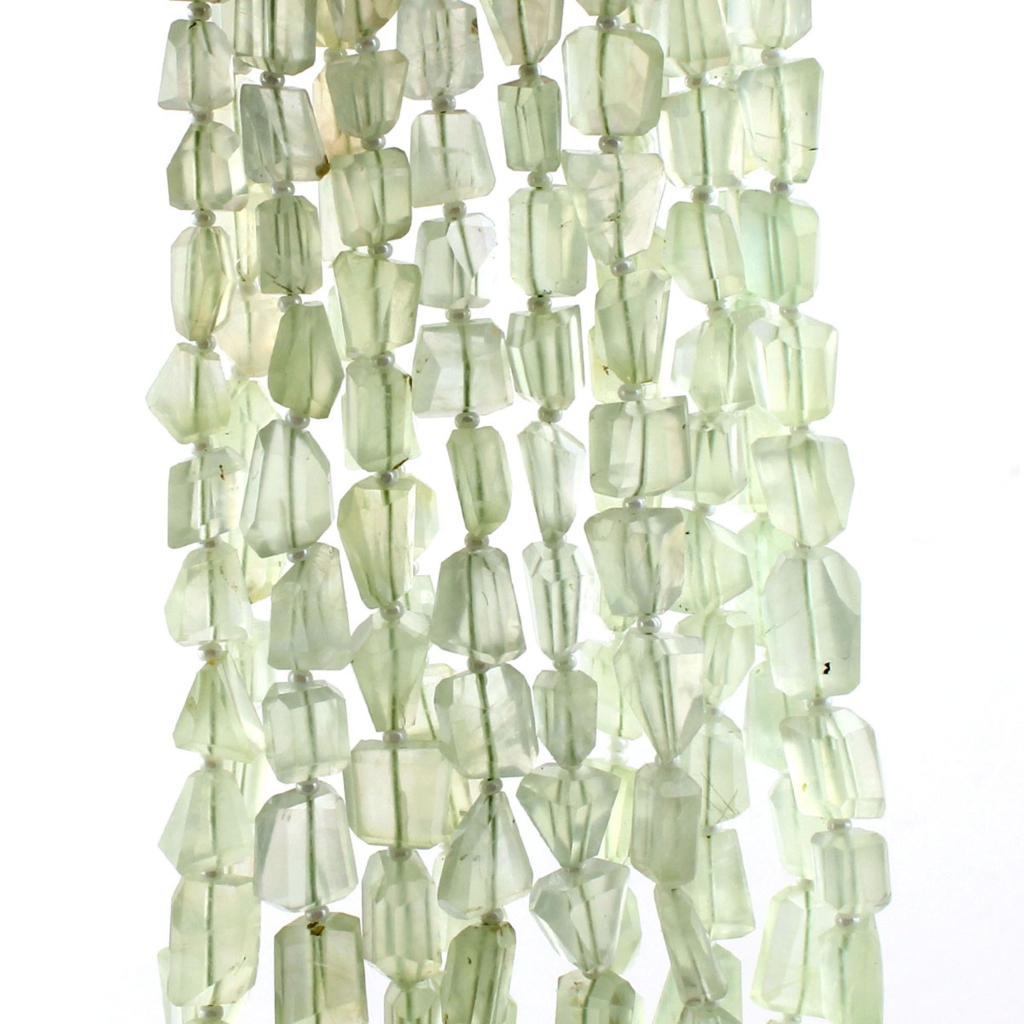 Natural Faceted Prehnite Handmade Tumble Shape Beads 12 Strands