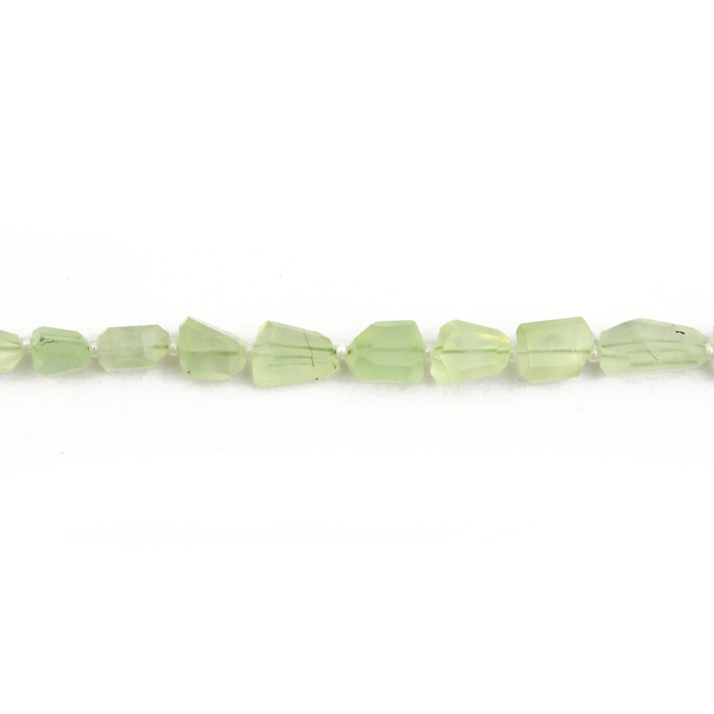 Natural Faceted Prehnite Handmade Tumble Shape Beads 12 Strands