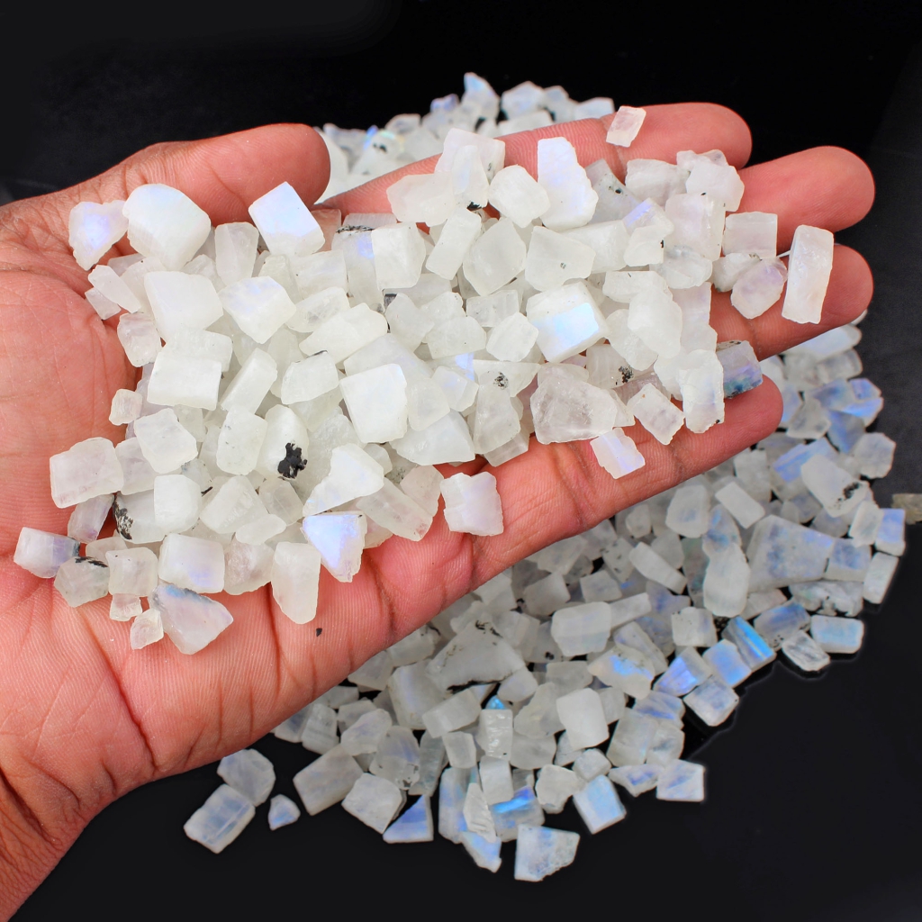 Natural Rainbow Moonstone Rough Loose Mineral Gemstone