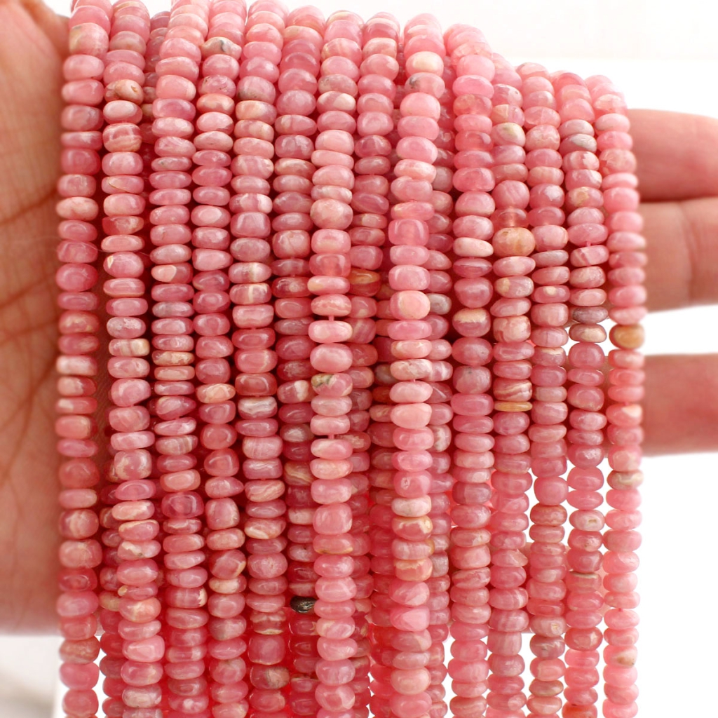 Rhodochrosite Smooth Gemstone 5-6mm Round Handmade Beads