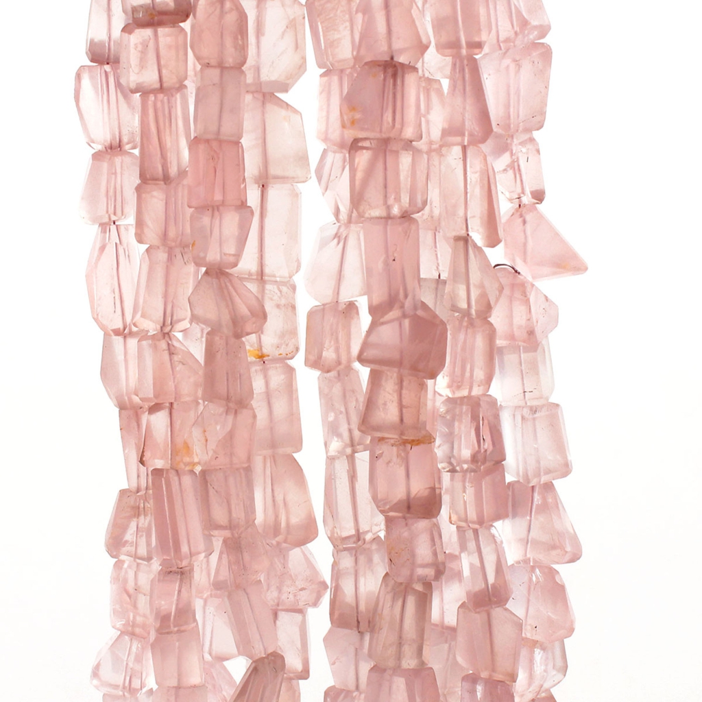 Pink Rose Quartz Handmade Tumble Faceted Beads For Jewelry