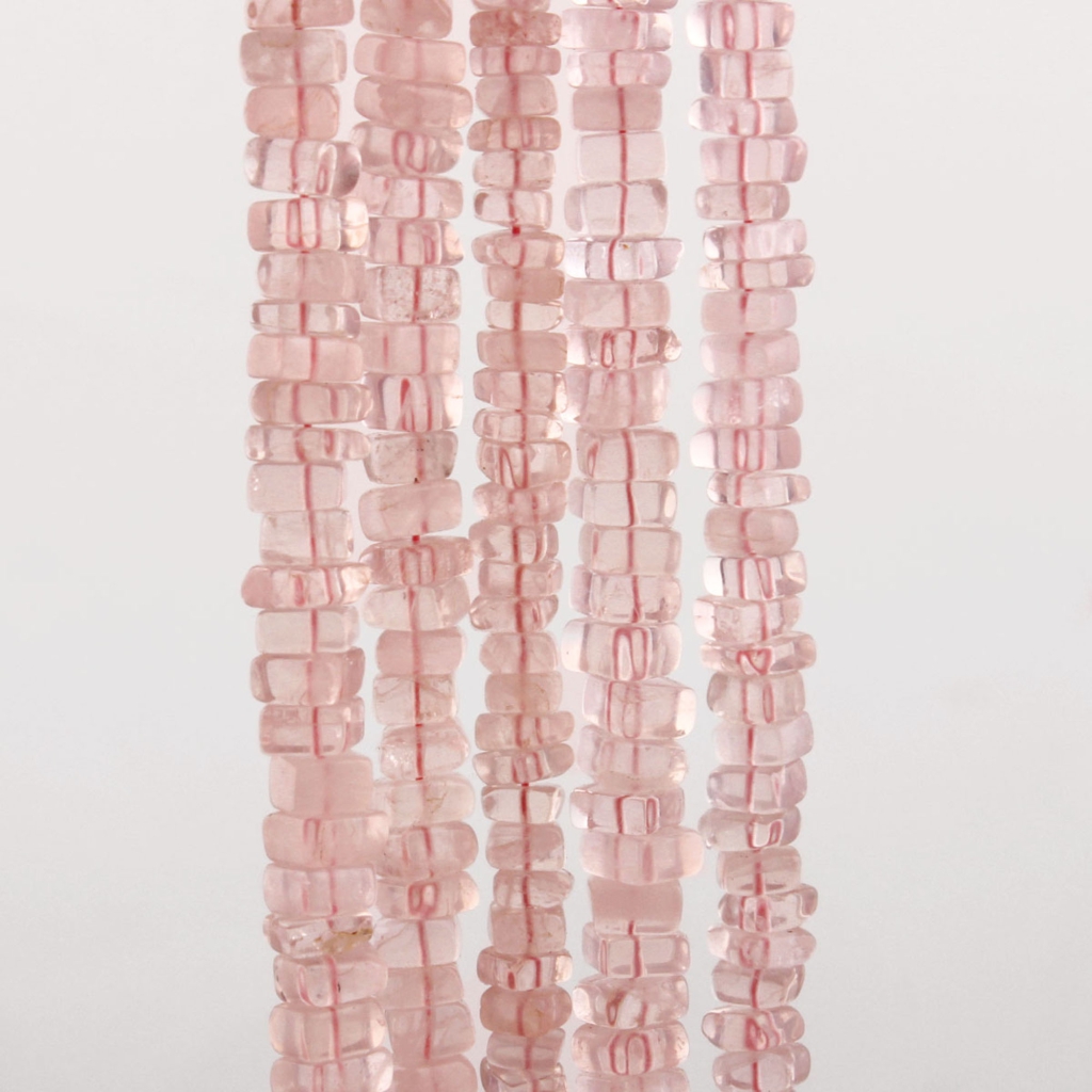 Natural Rose Quartz Square Shape 4-6mm Handmade Gemstone Beads