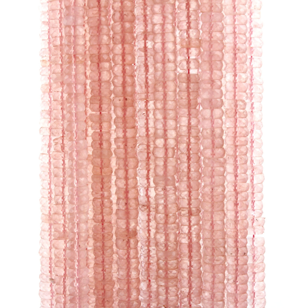 Rose Quartz Faceted Tyre Shape 5-6mm Gemstone Beads For Jewelry