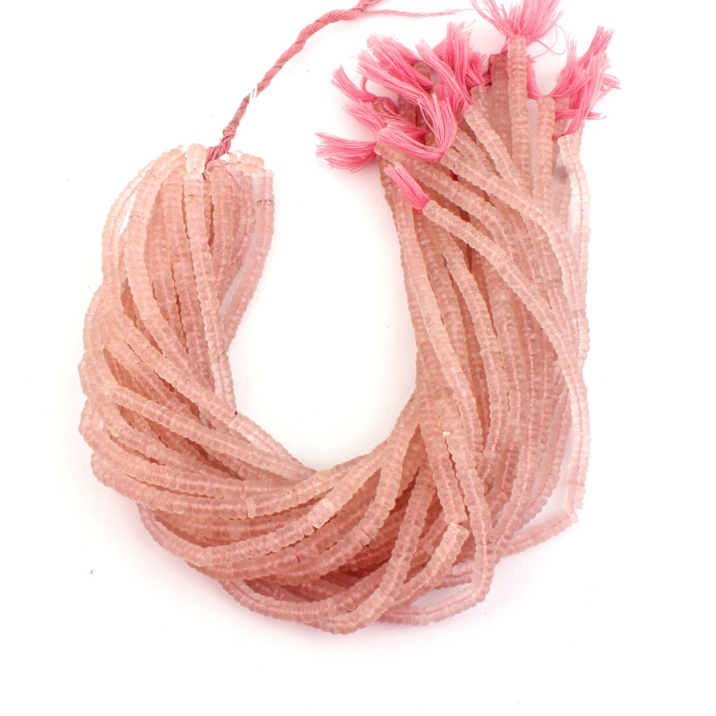 Rose Quartz Faceted Tyre Shape 5-6mm Gemstone Beads For Jewelry