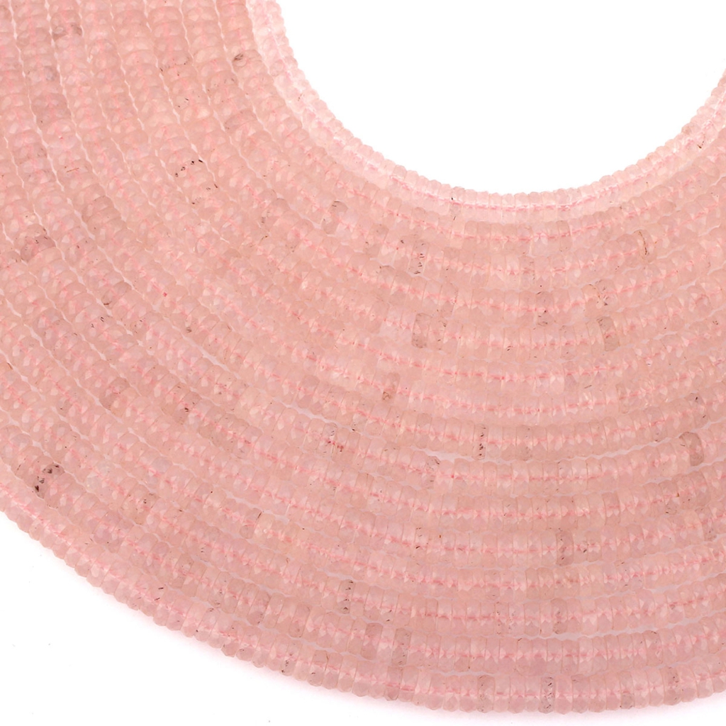 Rose Quartz Faceted Tyre Shape 5-6mm Gemstone Beads For Jewelry