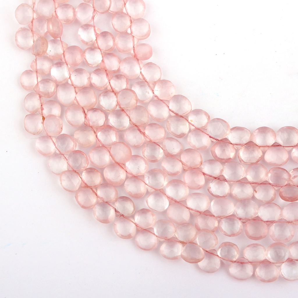 Heart Shape 8mm Rose Quartz Gemstone 4 Strands Beads