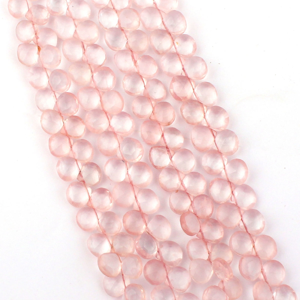 Heart Shape 8mm Rose Quartz Gemstone 4 Strands Beads