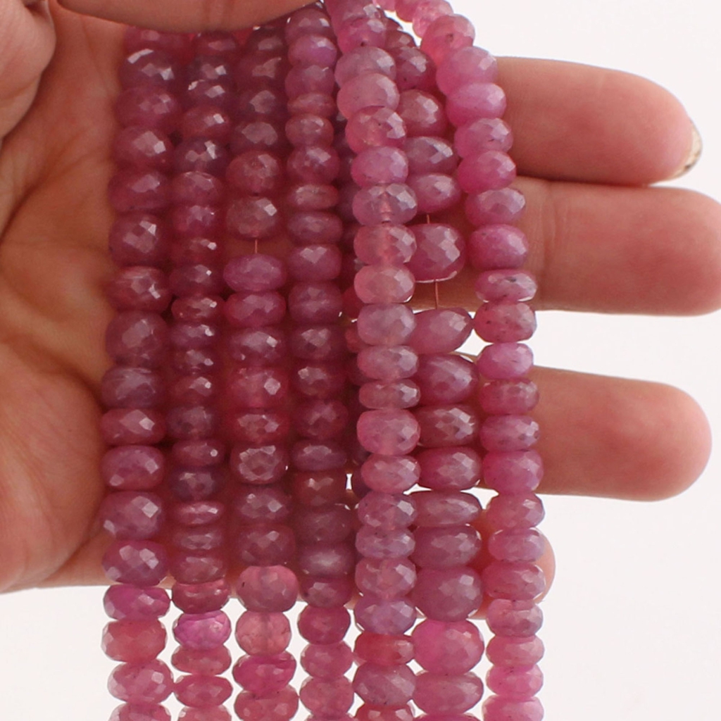 Natural Glass Field Ruby 5-8mm Round Gemstone Handmade Beads