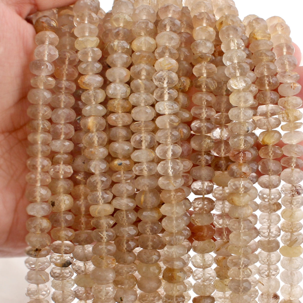 Top Quality Round Golden Rutile Faceted Beads 17 Strands