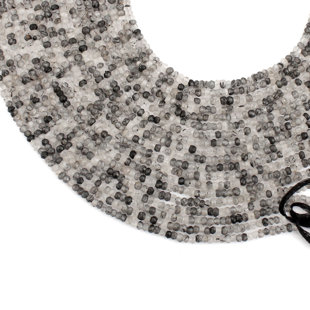 Black Rutile Quartz 4mm Round Faceted Beads For Jewelry Making