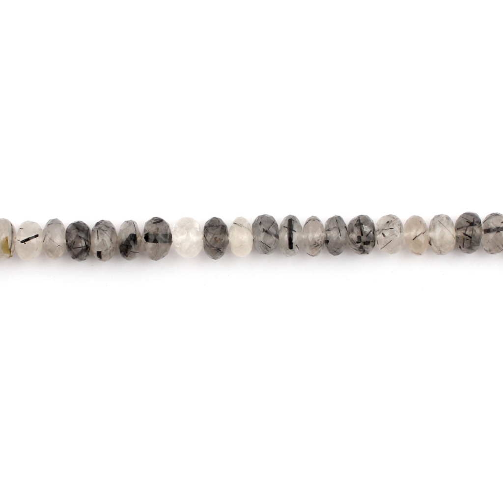 Natural Black Rutile 7-10mm Round Faceted Strands Beads