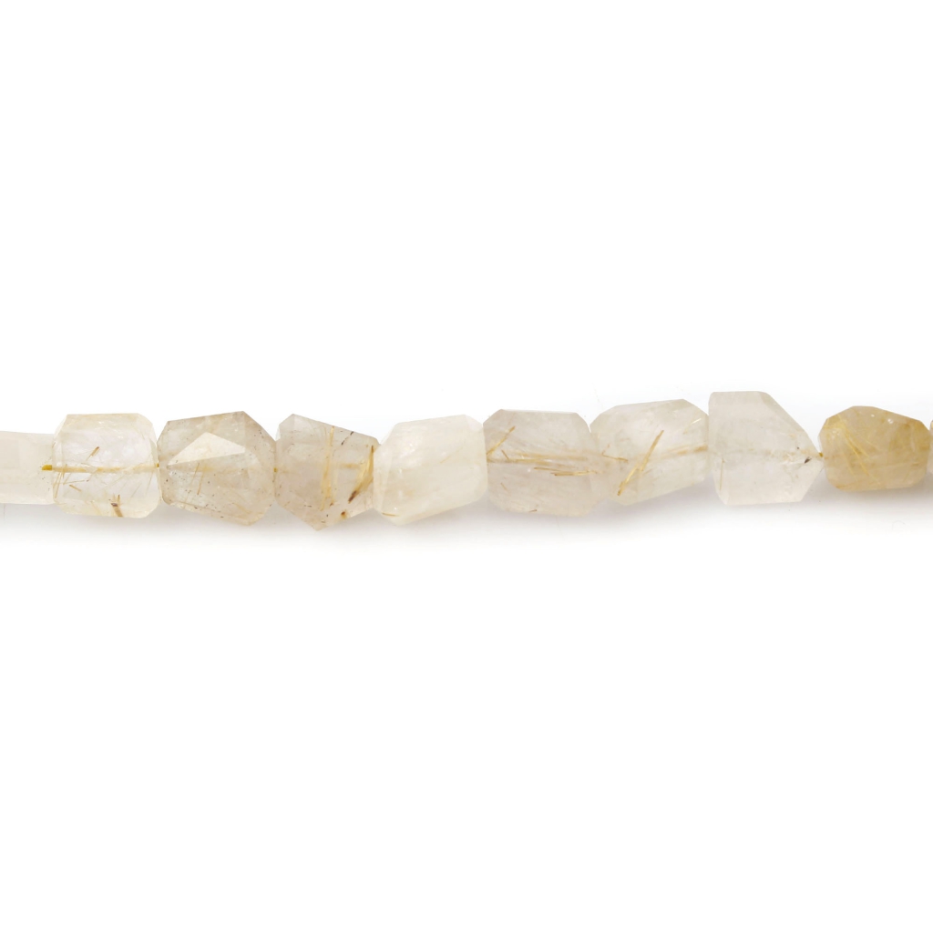 Natural Golden Rutile Quartz Faceted Tumbled Beads 10-15mm for Jewelry Making, Gemstone Beads