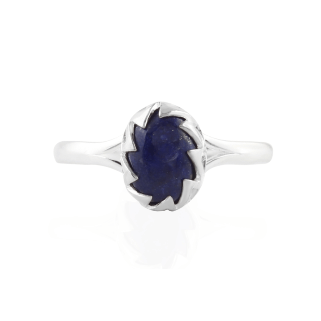 Blue Lapis Lazuli Gemstone Sterling Silver Ring