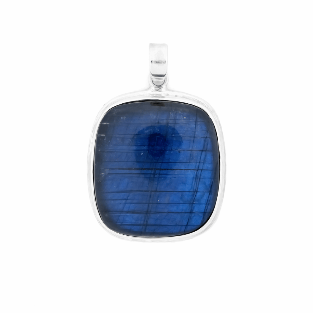 Natural Labradorite Cushion Sterling Silver Pendant Jewellery