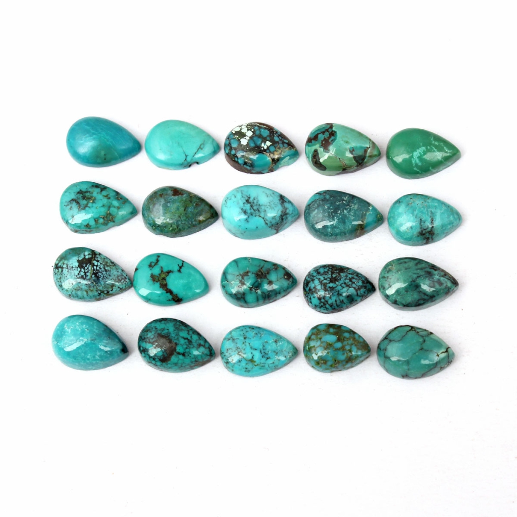 Tibetan Turquoise Pear Cabochon Loose Gemstone 8x10mm