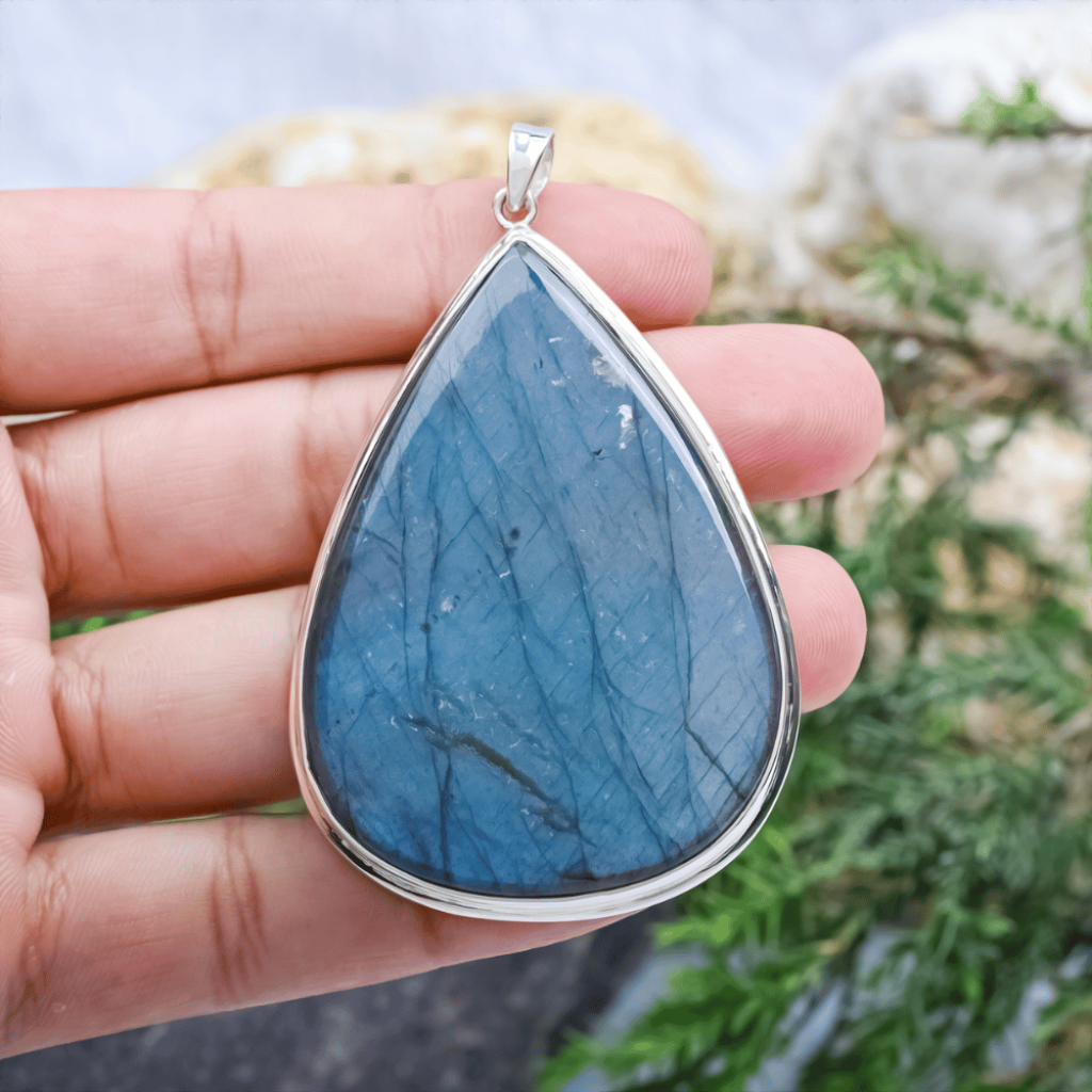 Natural Labradorite Pear Sterling Silver Pendant Jewellery