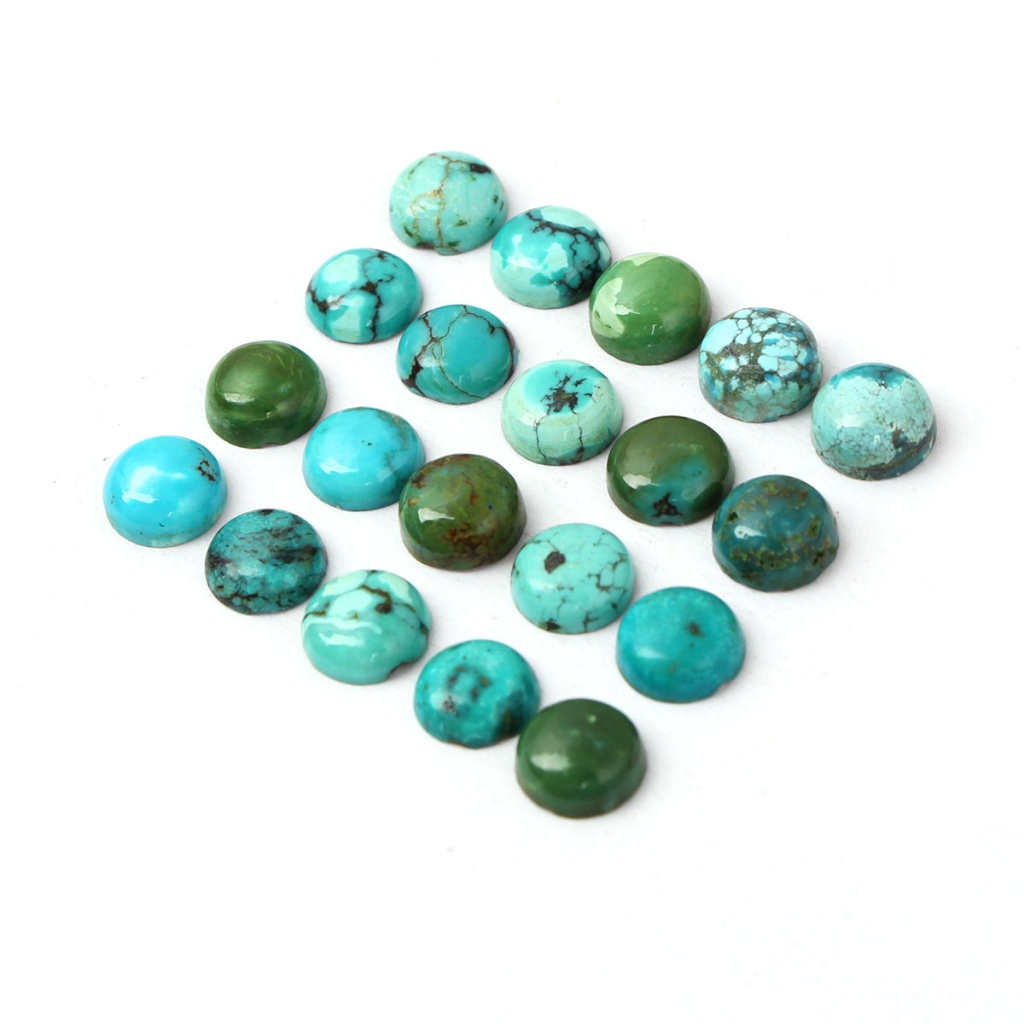 Tibetan Turquoise Round Cabochon Loose Gemstone 7x7mm