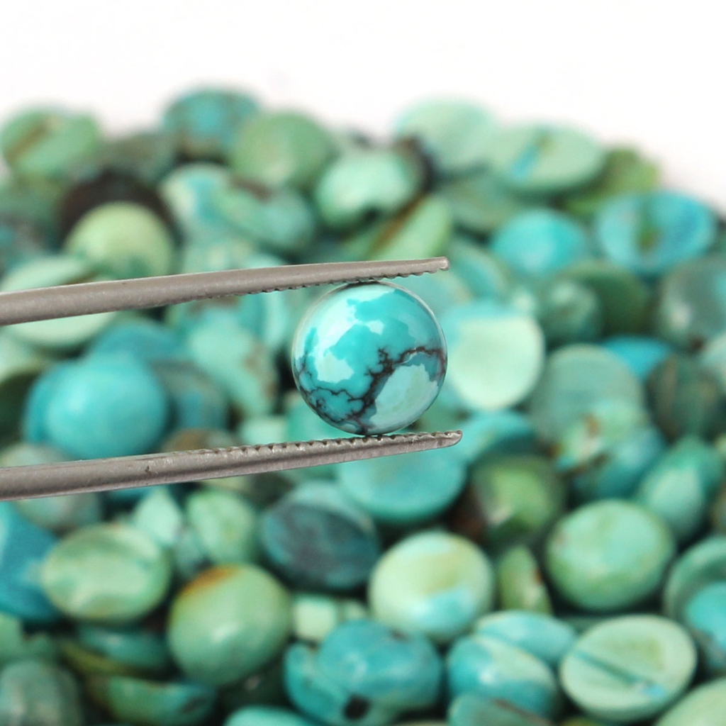 Tibetan Turquoise Round Cabochon Loose Gemstone 7x7mm
