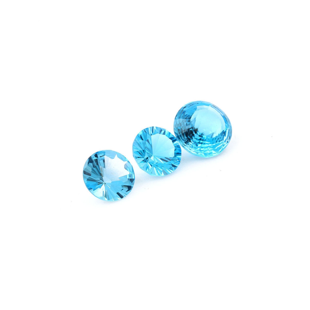 Natural Swiss Blue Topaz Round cut Faceted Loose Gemstone