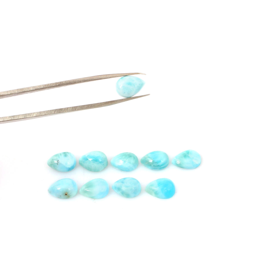 7x10mm Pear Cabochon Natural Larimar Loose Gemstone