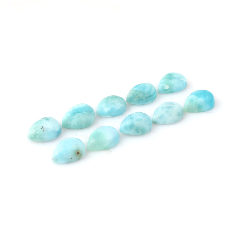 7x10mm Pear Cabochon Natural Larimar Loose Gemstone