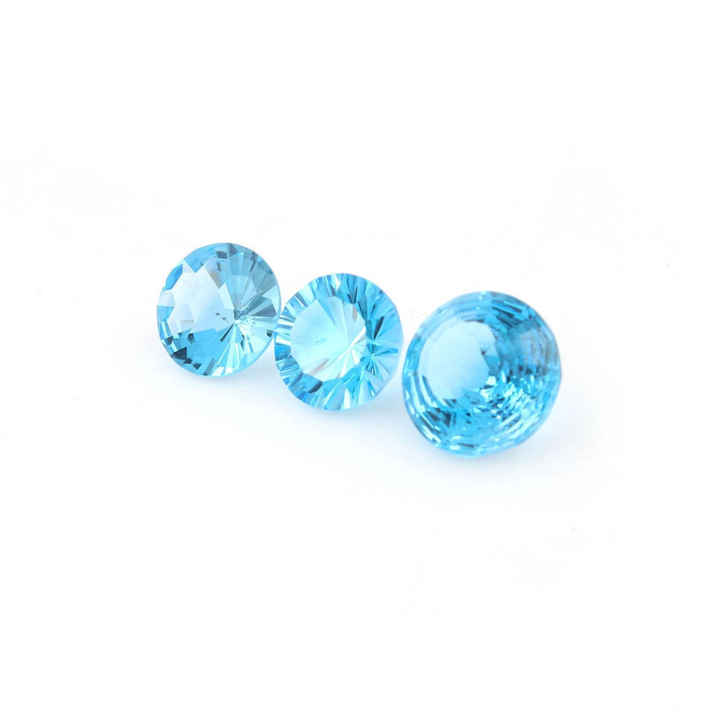 Natural Swiss Blue Topaz Round cut Faceted Loose Gemstone