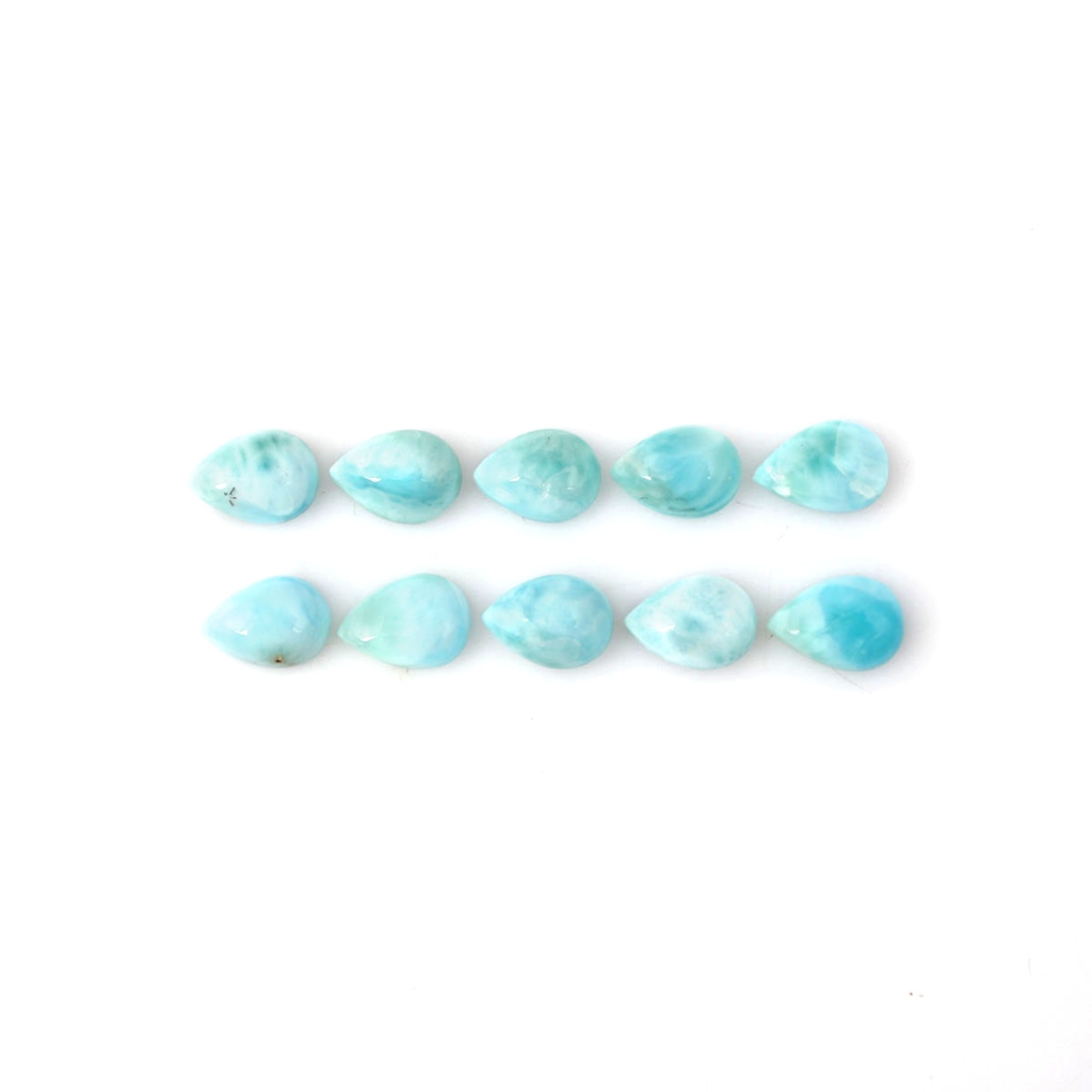 7x10mm Pear Cabochon Natural Larimar Loose Gemstone