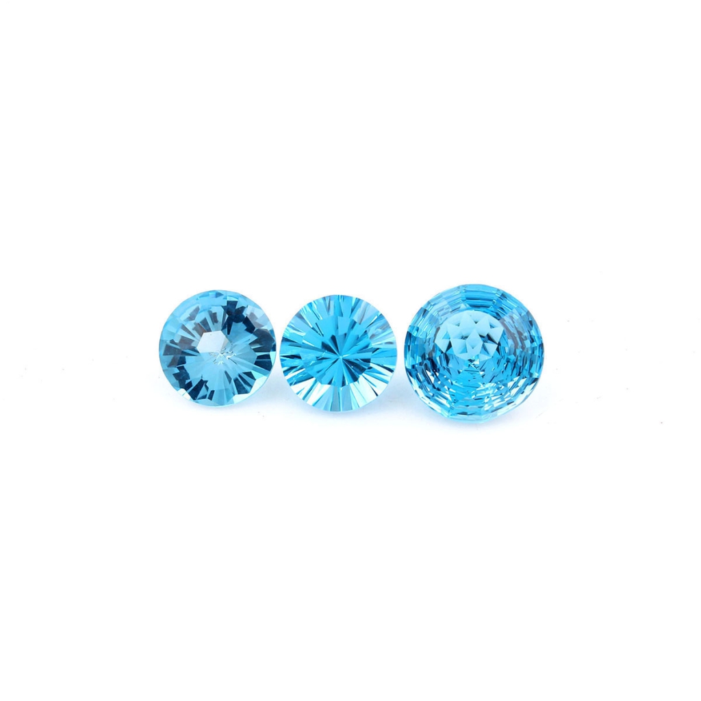 Natural Swiss Blue Topaz Round cut Faceted Loose Gemstone