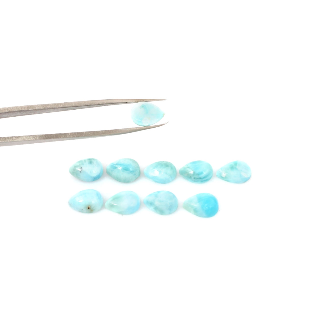 7x10mm Pear Cabochon Natural Larimar Loose Gemstone