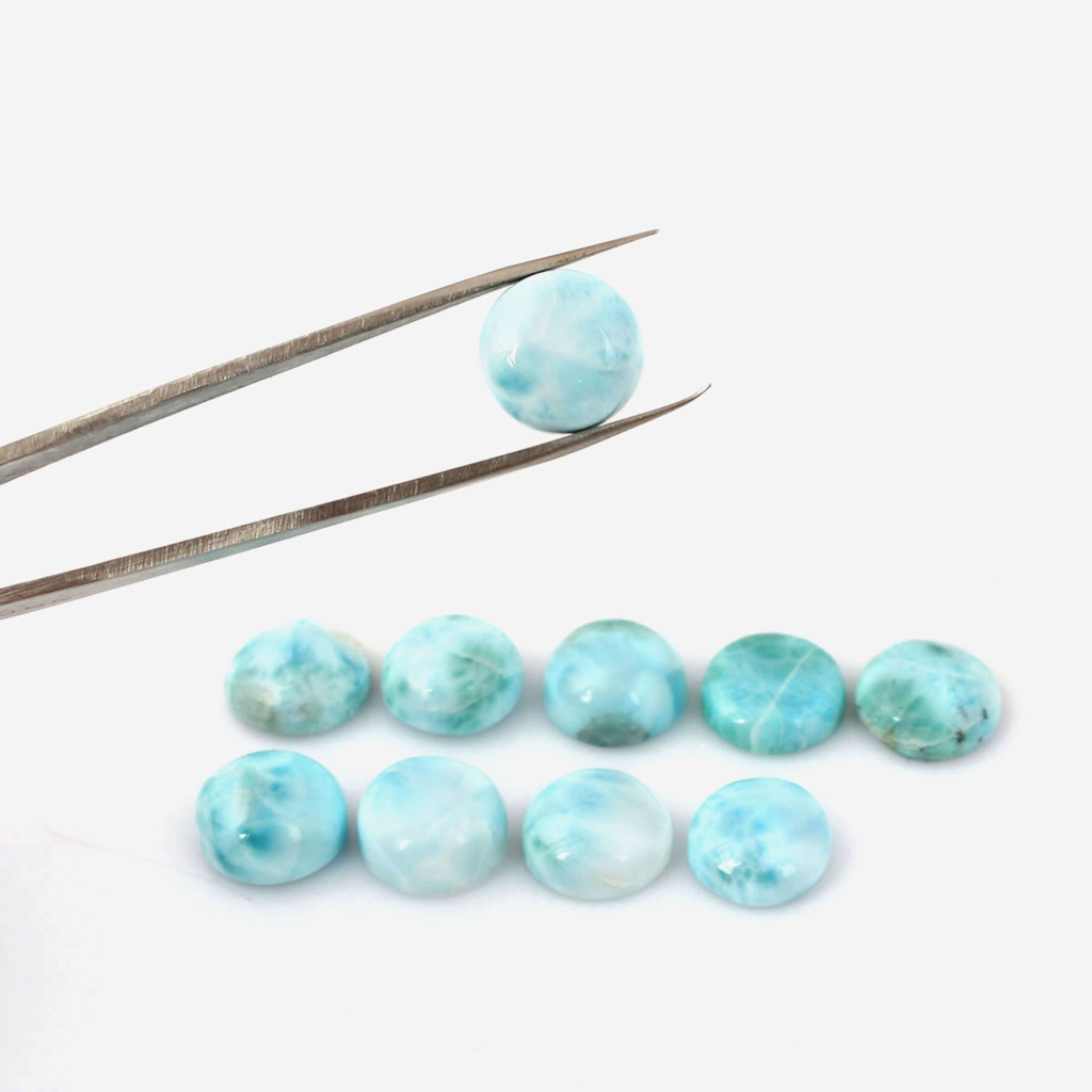 Natural Larimar 14mm Round Loose Gemstone for Jewelry Crafts
