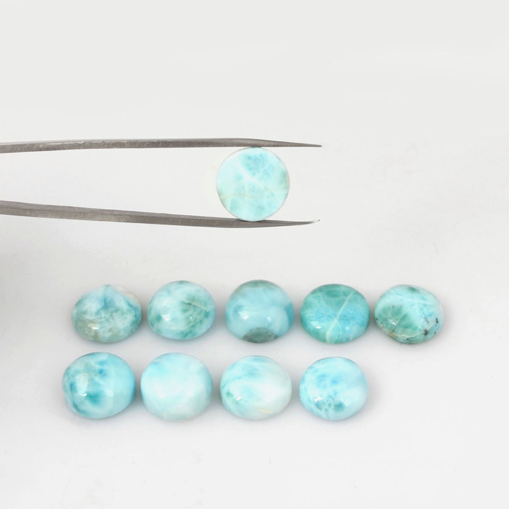 Natural Larimar 14mm Round Loose Gemstone for Jewelry Crafts