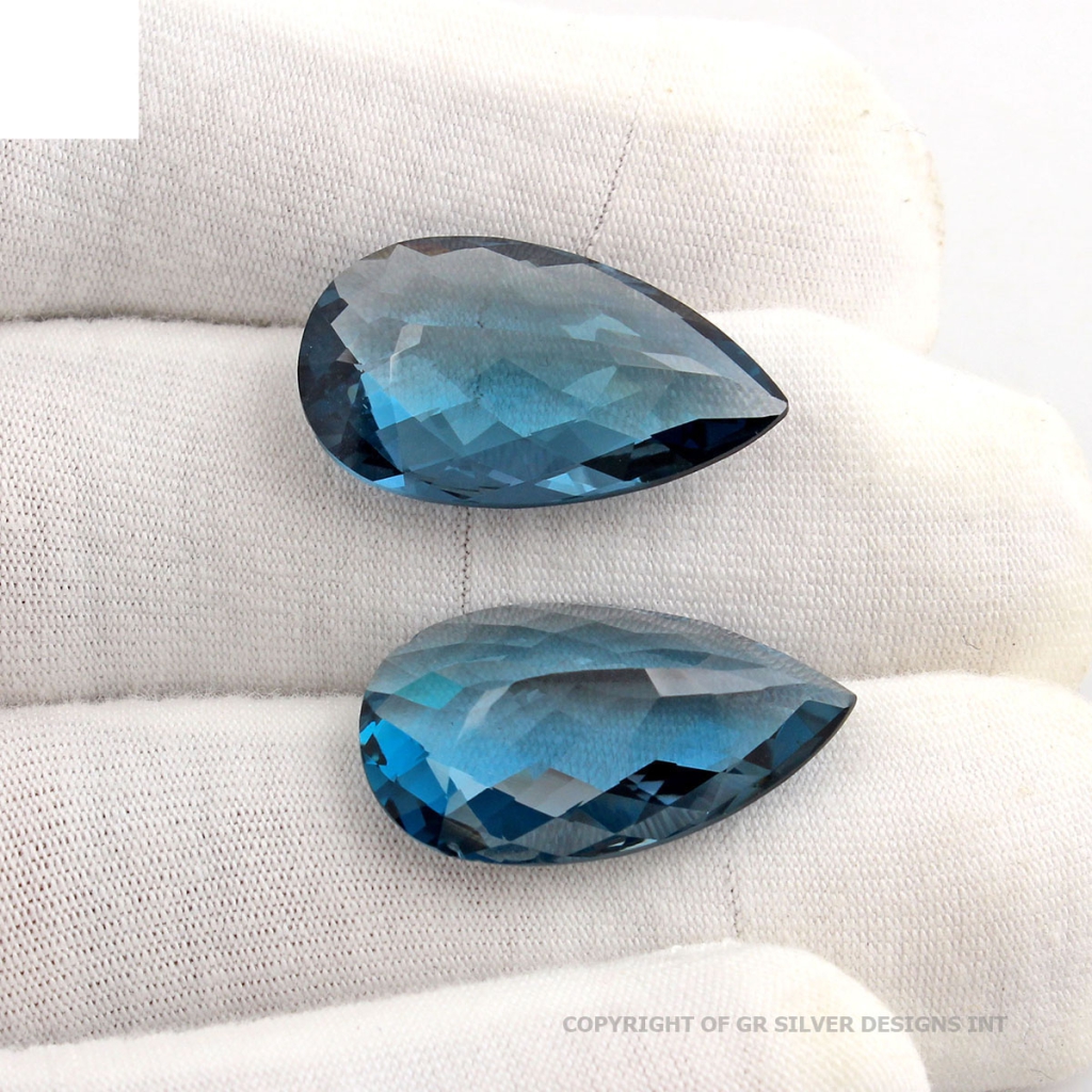 Natural London Blue Topaz Pear Shape Briolette Cut Loose Gemstone