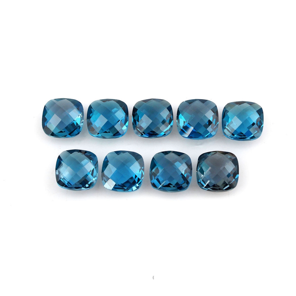 Cushion Shape Briolette Cut London Blue Topaz Loose Gemstone
