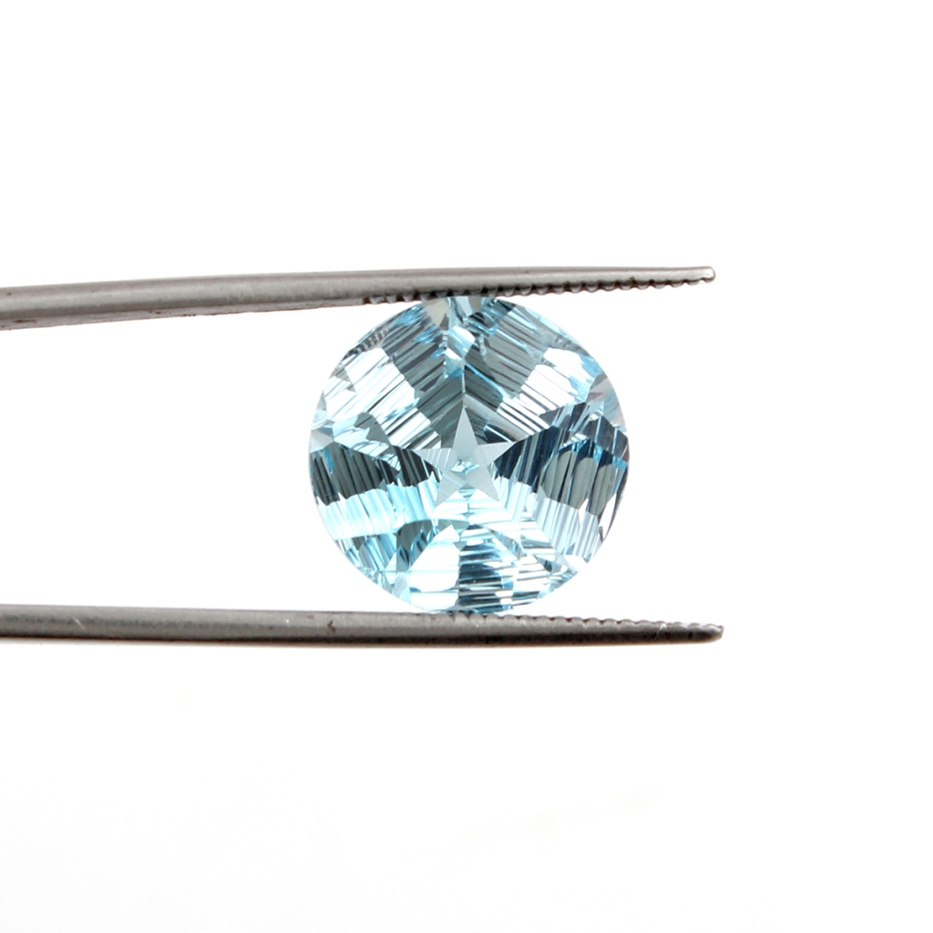 Round Shape Star cut Sky Blue Topaz Loose Gemstone