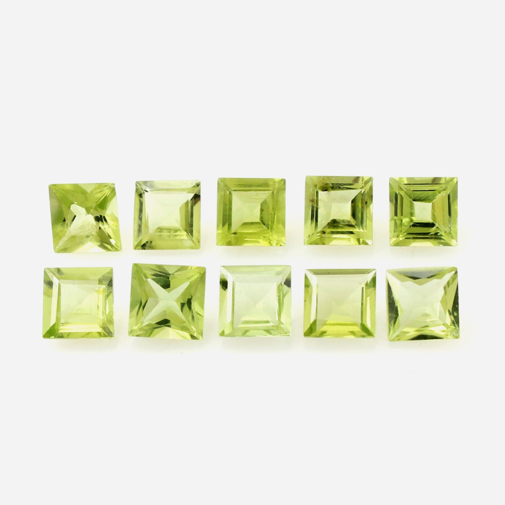 Natural Faceted Peridot 5mm Square Shape Loose Gemstone