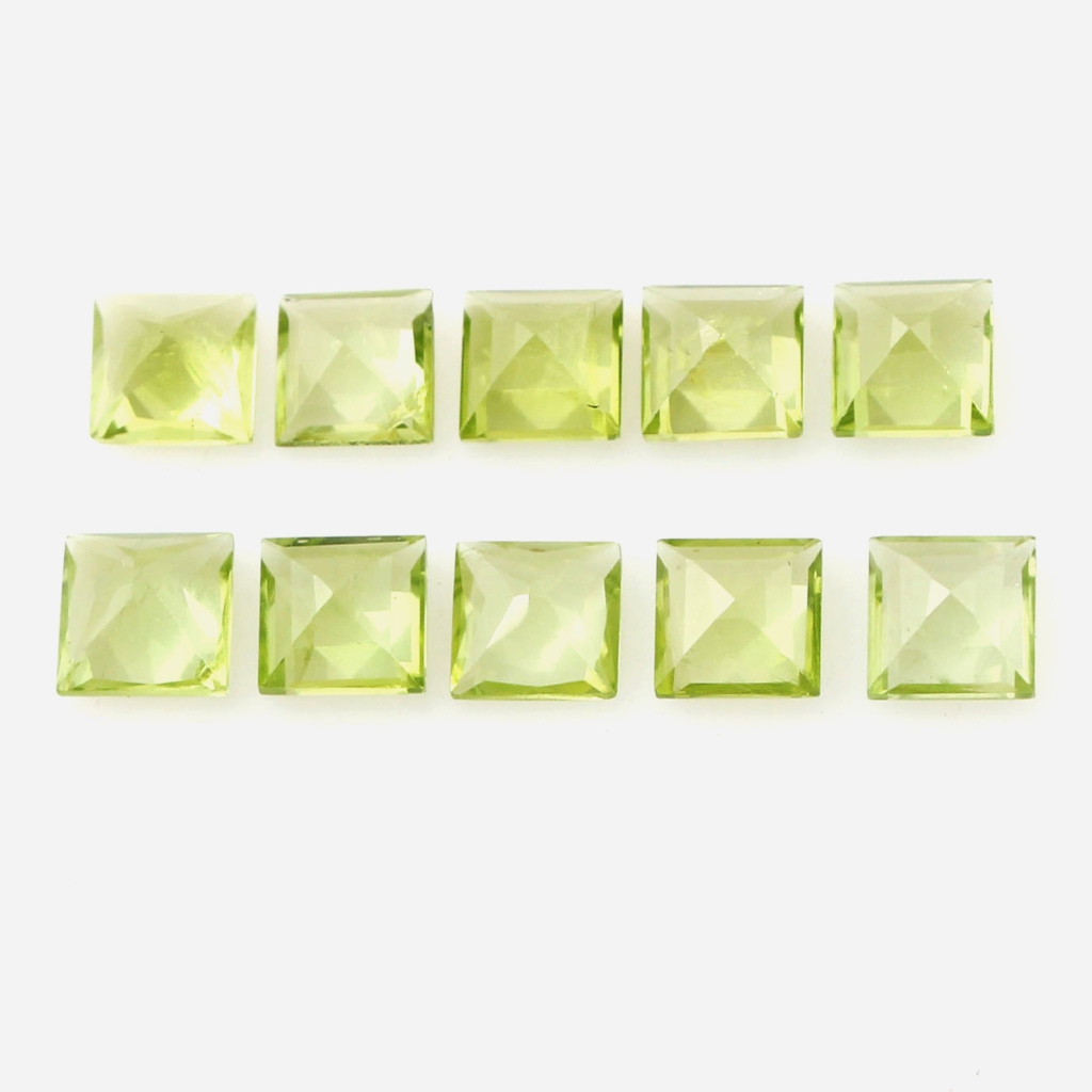 Natural Faceted Peridot 5mm Square Shape Loose Gemstone