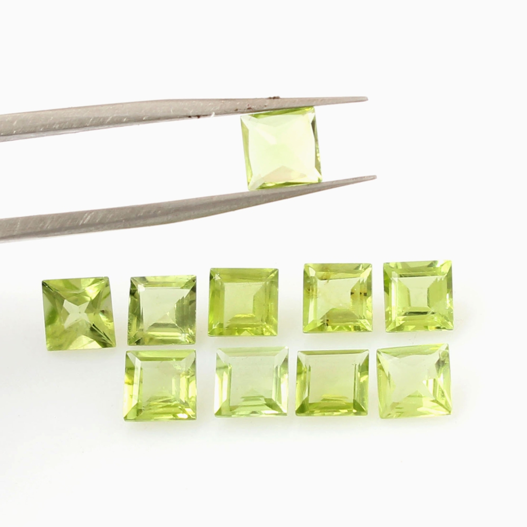 Natural Faceted Peridot 5mm Square Shape Loose Gemstone