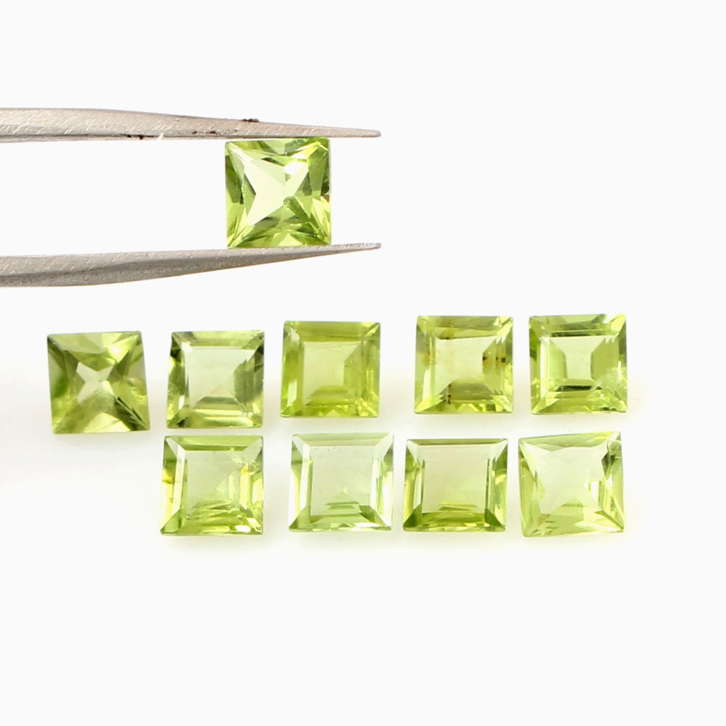 Natural Faceted Peridot 5mm Square Shape Loose Gemstone