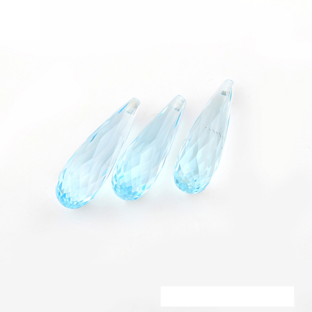 Drop Shape Natural Sky Blue Topaz briolette Cut Gemstone With Drill