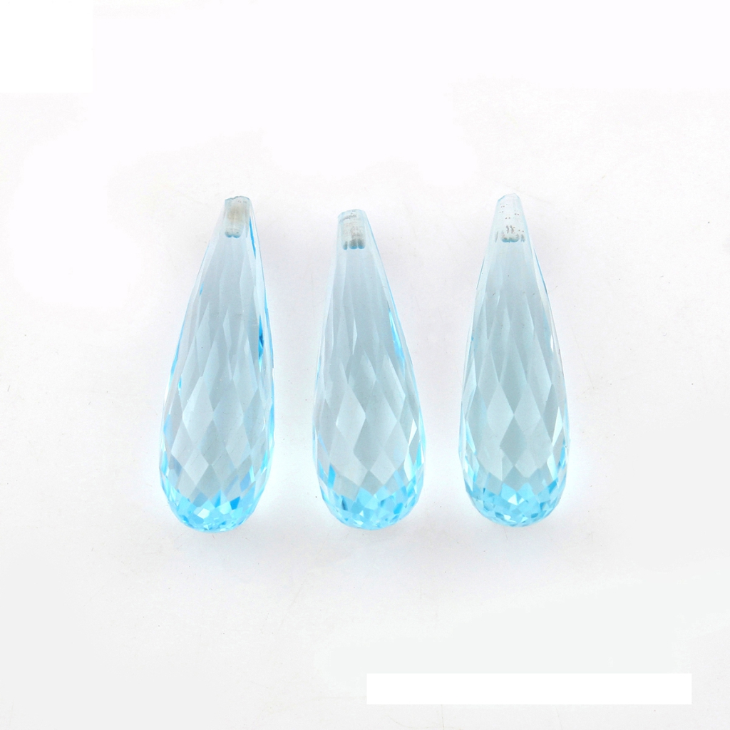 Drop Shape Natural Sky Blue Topaz briolette Cut Gemstone With Drill
