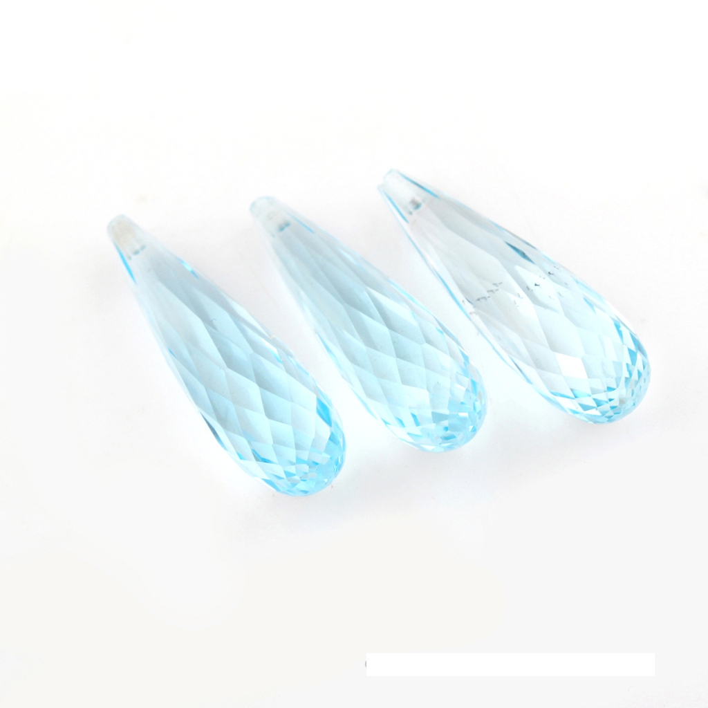 Drop Shape Natural Sky Blue Topaz briolette Cut Gemstone With Drill